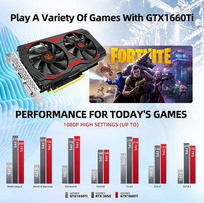 Placa de Vídeo AIBOMAN GTX1660Ti 6GB GDDR6 192Bit 1530MHz GPU PCI-E 3.0 HDMI DP DVI Saída Placas Gráficas para Jogos