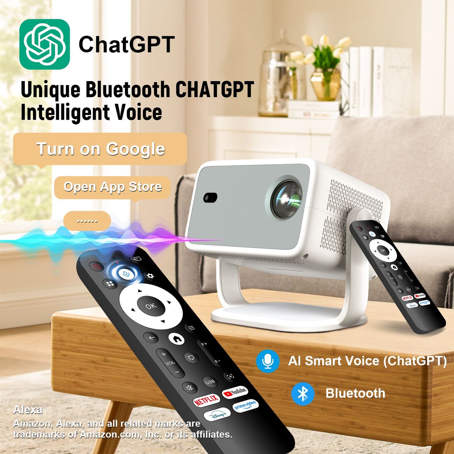 Projetor Velec compatível com Netflix 650ANSI Android 13 Portátil 4K Nativo Wifi6 BT5.2 1080P TP350 Correção de distorção trapezoidal automática