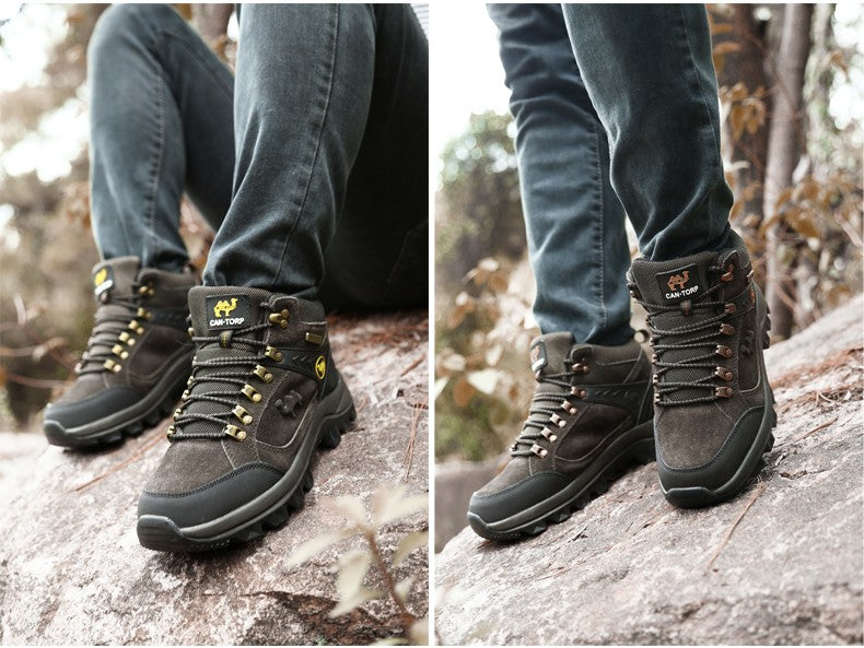 Classic Men Winter Boots Genuine Leather Sneakers For Man Fur Plush Snow Shoes Warm Outdoor Ankle Boots Outdoor Hiking Footwear