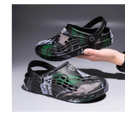 Men's Summer Camouflage Graffiti Sandals Garden Clogs Shoes Men Outdoor Beach Anti-skid Slippers Indoor Home Shoe big size 45-49