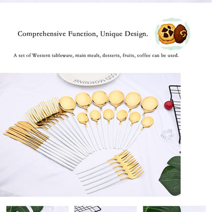 6Set/30Pcs Pink Silver Dinnerware Set Stainless Steel Knife Ckae Fork Spoon Cutlery Set Tableware Silverware Set Dropshipping