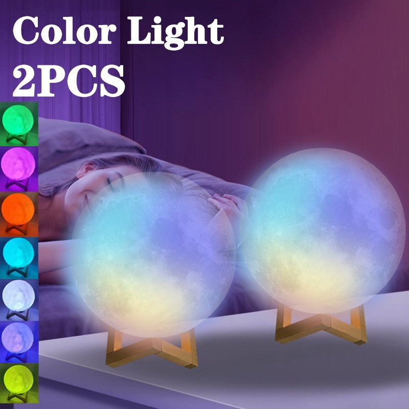 Newest 1/2/4PCS Moon Lamp LED Night Light Battery Powered with Stand Starry Lamp Bedroom Decor Night Lights Kids Gift Moon Lamp
