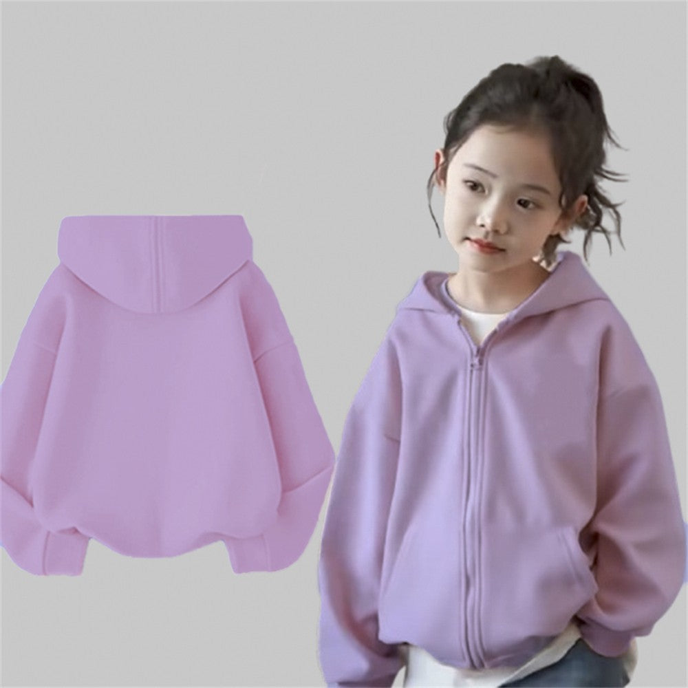 Children tops Zipper style Hoodies Coat Boy black Girls Pink Age 3-12 Kids Sweatshirt festival festival gifts Solid color