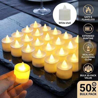 24/50Pcs Flameless LED Tealight Candles Flickering Light With Switch Battery Powered Warm Light For Wedding Christmas Home Decor