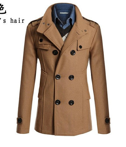 Men's Wool Blend Overcoat, Mid-Length Trench Coat Man, Autumn And Winter Mans Slim Fit Overcoat