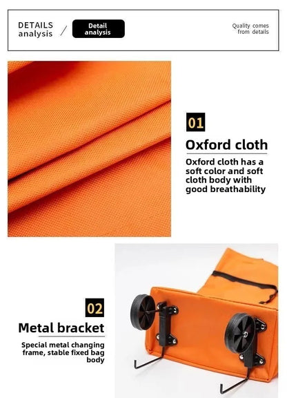 Shopping Bag with Wheels Foldable Hand Pull Extendable Vegetable Buying Car Casual Polyester Fiber Home Use Logo Addable