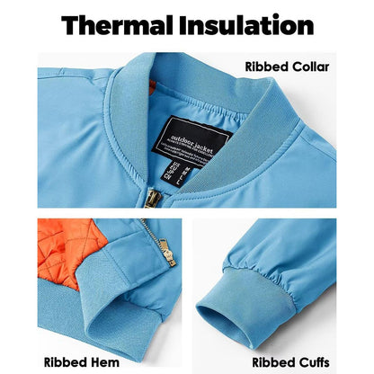 MAGCOMSEN Men's Aviator Jackets Thick Warm Orange Lining Bomber Jackets Fall Winter Casual Windproof Coats