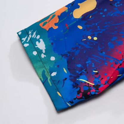 Y2K Men Oversize Street Fashion Summer Daily Shirt Hawaiian Splash-ink Print Casual Loose Short Sleeve Beach Shirts For Man Tops