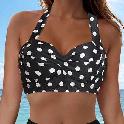 Halter Neck Push Up Bikinis Tops Women 2025 New Chest Padded Solid Swimwears Bikinis Top For Women Summer Beach Bathing Suit