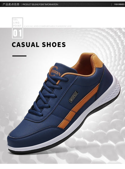 Sapatos masculinos de couro tênis tendência casual italiano respirável lazer masculino tênis calçados antiderrapantes sapatos vulcanizados masculinos