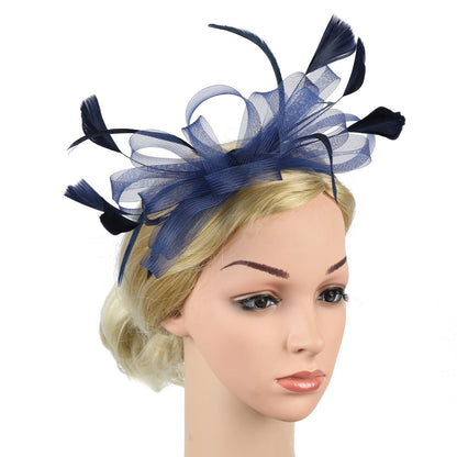 Chapéu Fascinator Feminino Chique Coquetel Casamento Festa Igreja Acessório de Cabelo Moda Pena Grampo de Cabelo Noiva