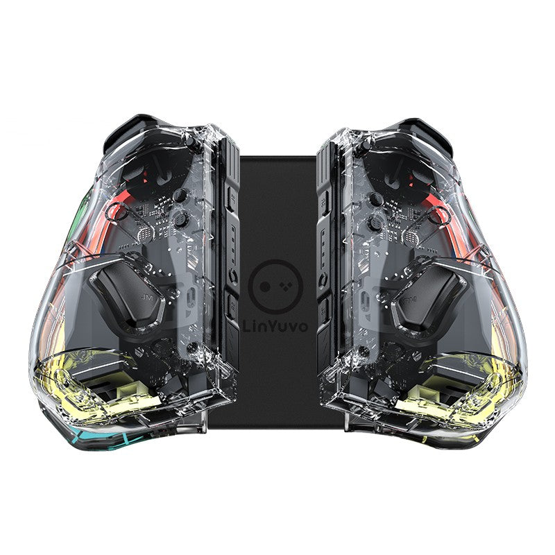LinYuvo KS40 Transparent Wireless Gamepad for Switch/OLED with 8 Color LED,Turbo Function.Controller Joystick for Switch Lite