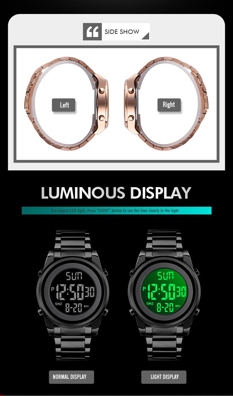 SKMEI Luxury Waterproof Watch for Men Stainless Steel Electronic Sports Digital Mens Wristwatches Man Clock Reloj Masculino 1611