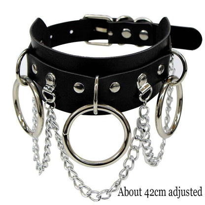 Woman Black Punk Choker Collar Necklace Sexy PU Leather Heart Lock Key Spike Chocker Gothic Cosplay Accessories Party Jewelry