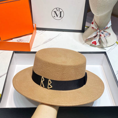 Fedora Chapéu de Copa Reta Chapéu de Outono/Inverno Chapéu RB Britânico Francês Chapéu de Copa Reta Chapéu Punk Jazz Chapéu de Aba Larga Gorras ??