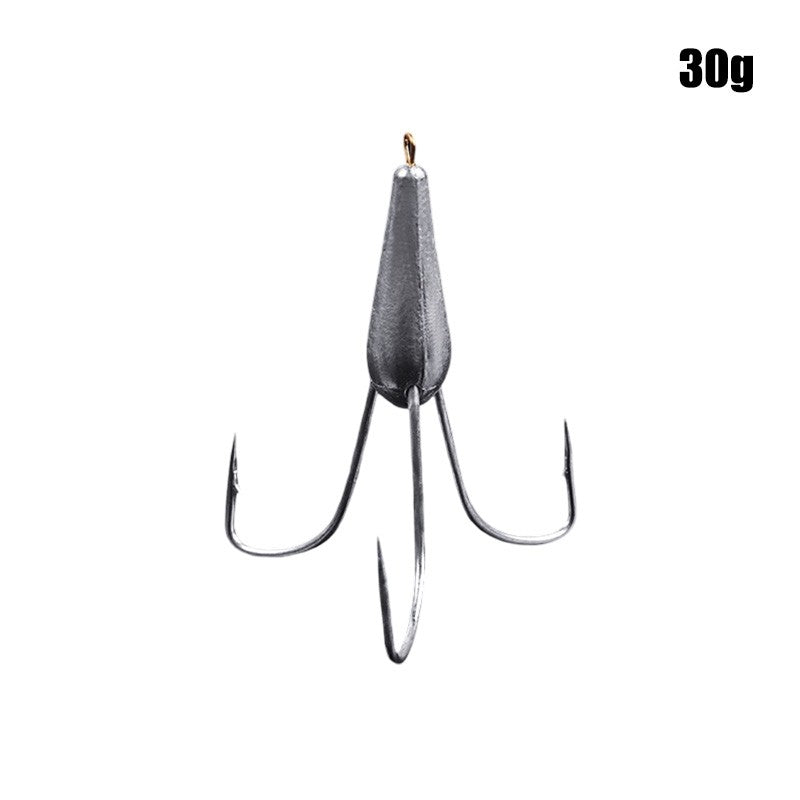 Anzóis de Pesca Triplos Prateados de Aço Carbono com Farpa 20g/30g/40g/50g/60g/80g Agulha de Pesca Acessórios de Pesca