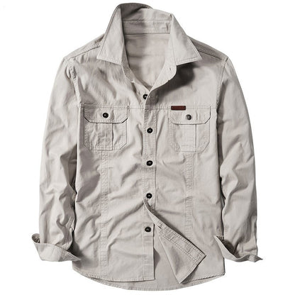 Brand Cotton Shirt Men's Spring Casual Cargo Shirts Male Long Sleeves Shirts Camiseta Masculina Plus Size 5XL 6XL