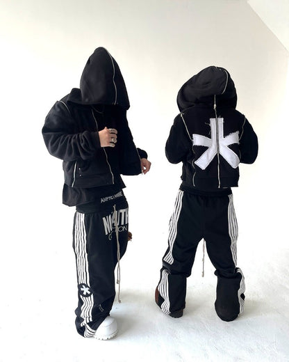 Y2K trendy Gothic English letter embroidered printed striped men sportswear pants retro Harajuku high Street punk casual pants