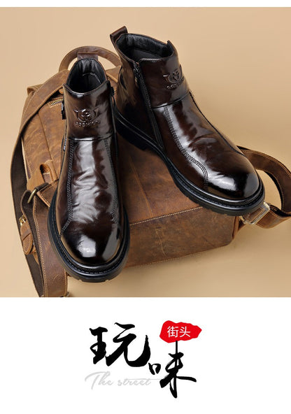 British-style Men's Casual Retro Chelsea Boots for Men Autumn Winter Cow Leather Shoes Male Fashion New Designer Ankle Boots Man