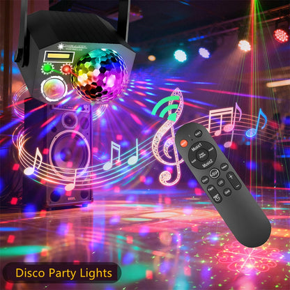 Dj Party Disco Ball Lights with Pattern and Sound Activated LED Stage Strobe Light Christmas Rave/Home Karaoke/Dance/Club Bar