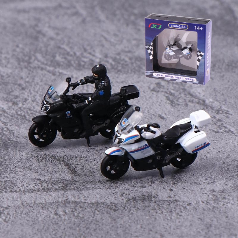 1/64 Miniatura Liga Modelo Moto Polícia de Segurança Pública Móveis Para Exposição Presente de Aniversário Infantil