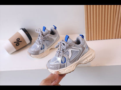 Kids Casual Sports Shoes with Thick Soles Boys Girls Fashion Versatile Sneakers 2024 New Children Mesh Breathable Running Shoes