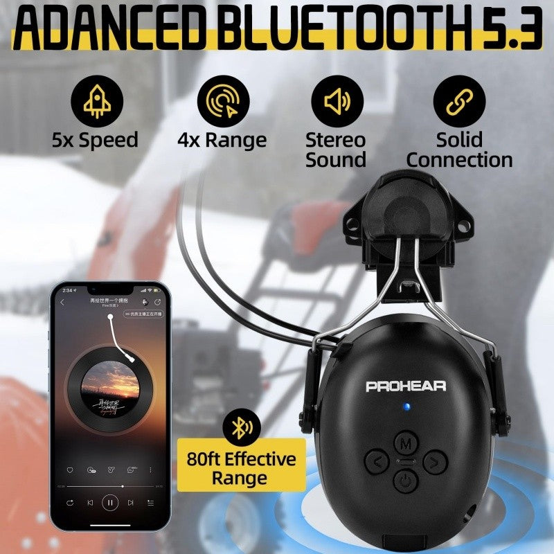 PROHEAR Bluetooth Earmuffs with Adapter for 3M H-700 Hard Hats DEWALT Hard Hat Noise Reduction Ear Protectors Music Headset
