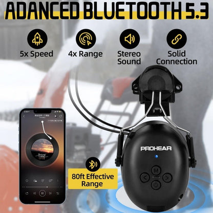 PROHEAR Bluetooth Earmuffs with Adapter for 3M H-700 Hard Hats DEWALT Hard Hat Noise Reduction Ear Protectors Music Headset