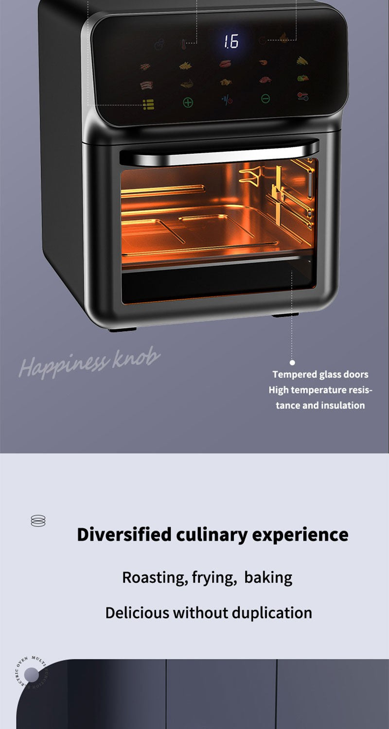 Fritadeira Elétrica de Ar 12L Forno de Convecção de Grande Capacidade Fritadeira Sem Óleo Cozinha 360° Cozedura Janela Visível Eletrodoméstico