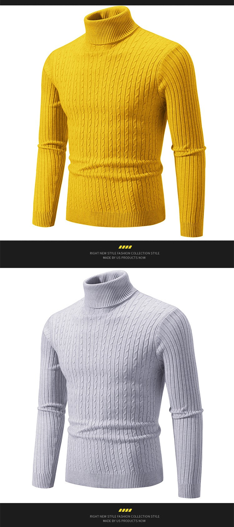 Autumn and Winter Men's Sweater Thin Elastic Fine Knitted Warm Top Versatile High Neck Solid Color Tight Fitting Pullover Top