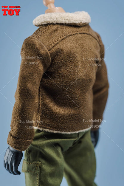 Jaqueta de Couro Marrom em Escala 1/12 Acessório de Roupa Modelo para Bonecos Articulados de 6'' Romankey Ant Notaman Masculino Soldados