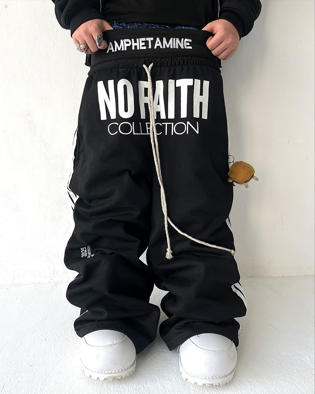 Calça de moletom masculina folgada com bordado de letras listradas padrão Y2K, moda urbana, Hip hop, Gótica, Harajuku, rock