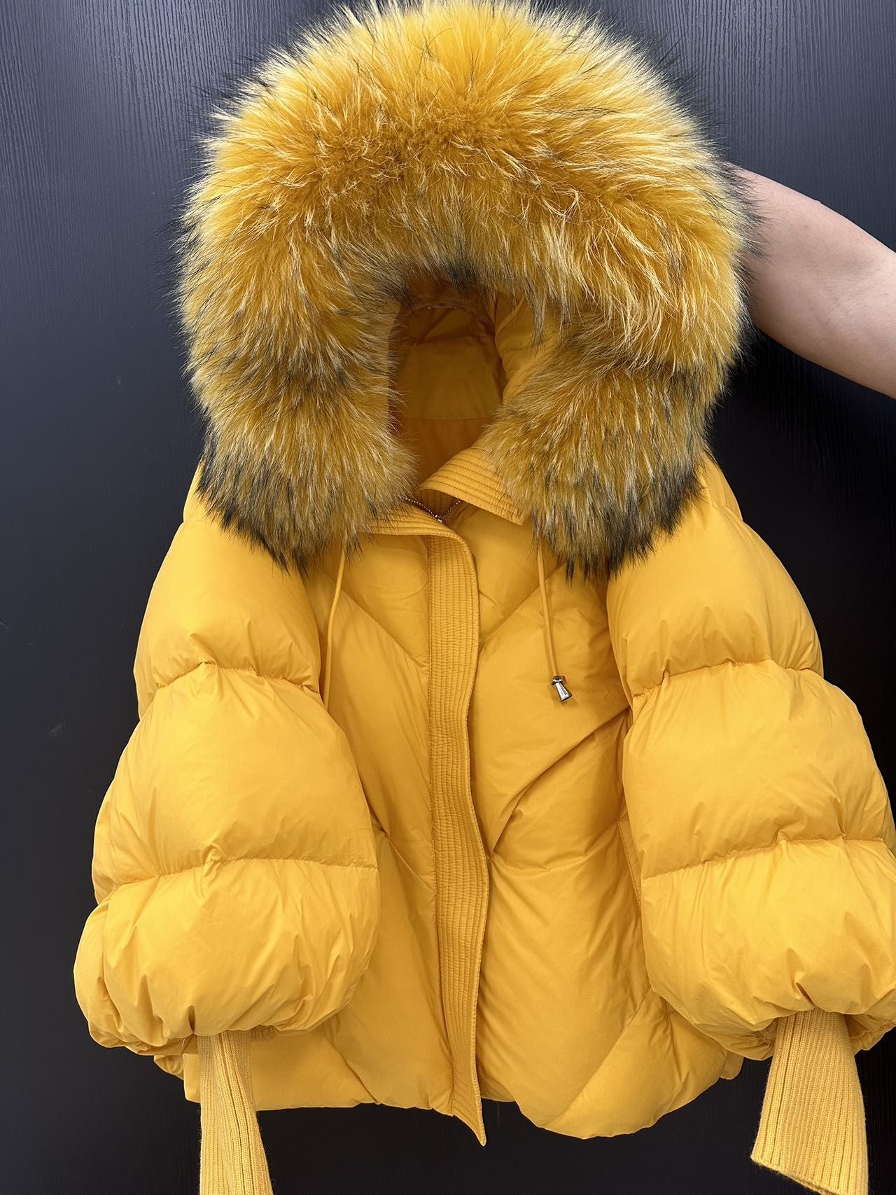 OFTBUY 2025 New Winter Large Real Fur Hooded Puffer Jacket Women Thicken Warm Knitted Sleeve Coat White Duck Down Mid Long Parka