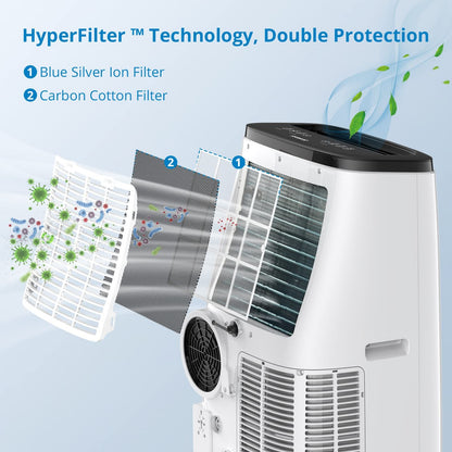 Ar-condicionado Portátil 14.000 BTU (ASHRAE), Desumidificador, Ventilador com Controle Remoto 9.300 BTU (DOE), até 65 m² com 3 Velocidades