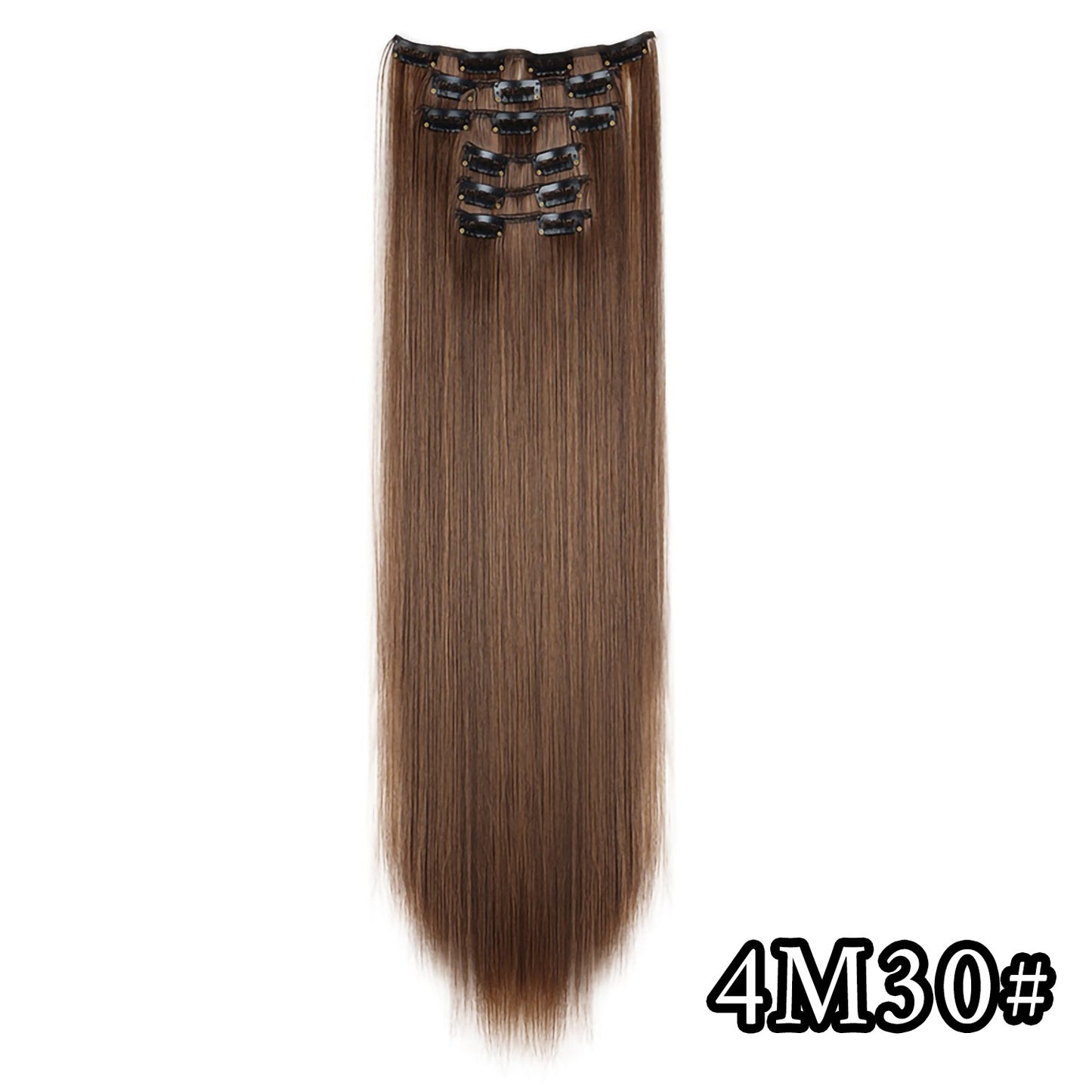 Apliques de Cabelo Natural de 24 Polegadas Cabelo Sintético para Mulheres Kit de Fios de Cabelo 16 Tic-Tacs em 6 Peças Apliques Mechas de Cabelo