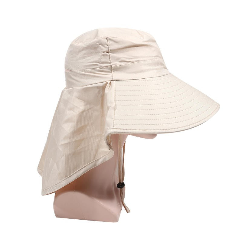Chapéu de Proteção Solar de Verão Feminino, Viseira para Sol, Pesca, Caminhada, Viagem, Proteção de Pescoço, Lenço, Chapéu de Balde