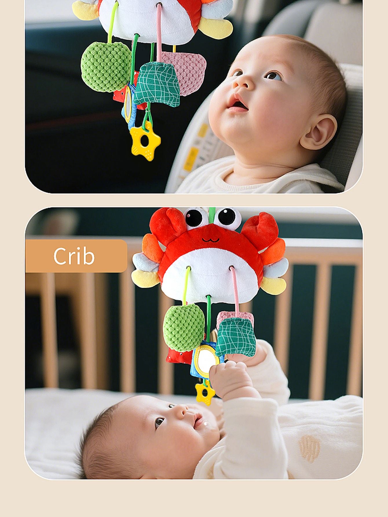 Baby toy crab pull happy bed bell ring bell puzzle cart pendant baby pull happy