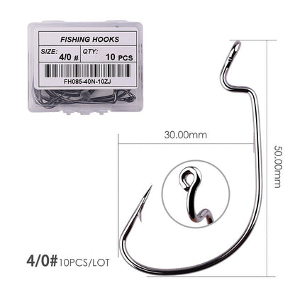 10 pçs/caixa Anzol Offset 8# - 5/0# anzol crank para isca soft worm anzol crankbait pesca acessórios pesca anzóis