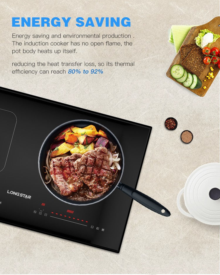 Factory 2025 New kitchen electric hob with Invisible Control Area double induction cooker ceramic plate 4400W induction cooker