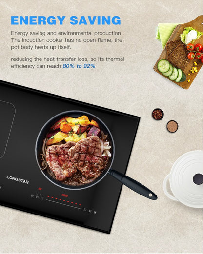 Factory 2025 New kitchen electric hob with Invisible Control Area double induction cooker ceramic plate 4400W induction cooker