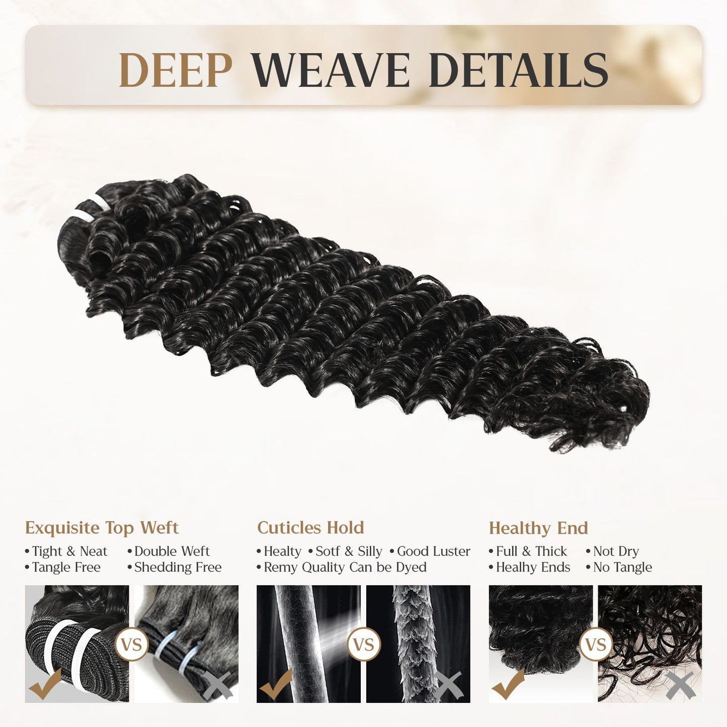 Cabelo Humano Real Trançado Wacur 12A Onda Profunda 12-30 Polegadas Preto Natural 100% Cabelo Remy Virgem para Mulheres