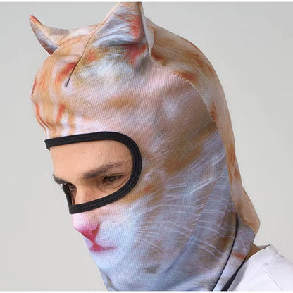 3D Cat Ski Balaclava Cute Animal Face Covering Full Face Hood Novelty Motorcycle Motocross Mask Windproof Warm Snowboard Hat