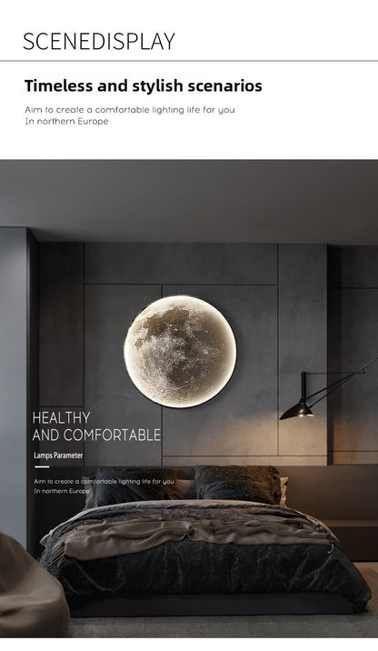 Modern LED Lunar Wall Lamp, Planetary Elegant Design Ceiling Lamp for Bedroom, Living Room Decor