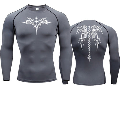 Anime Print Compression Shirt Mens Running T-Shirt Quick-Drying Fitness Sportswear Gym Sports Short Sleeve Breathable Tops