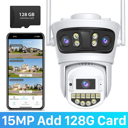 10MP 5K Wifi IP Camera Outdoor 2.4GHZ 5GHZ PTZ Surveillance Camera Dual Lens Dual Screens Email Alert 4K Security Protection