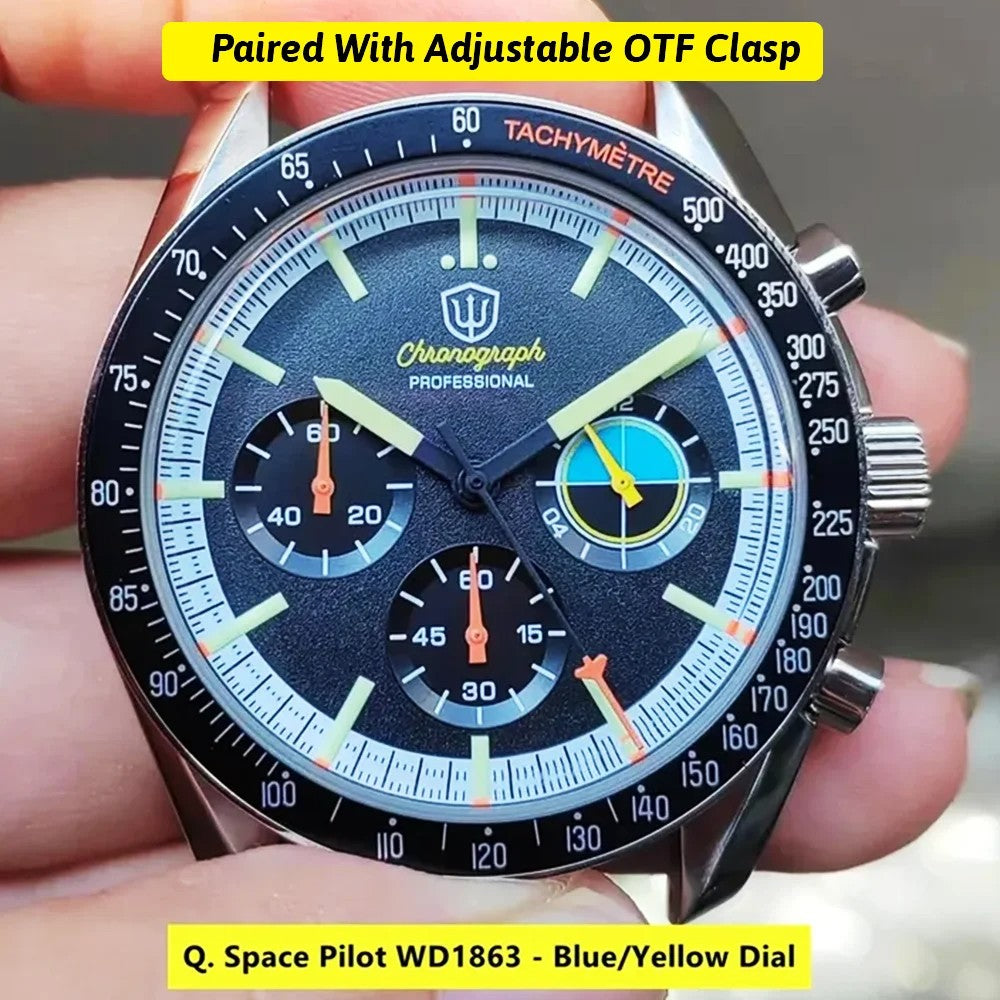 Watchdives WD1863 Mechanical Quartz Watches Black Spaces VK63 Chronograph Sports Watches Man Bubble Sapphire Waterproof Watch