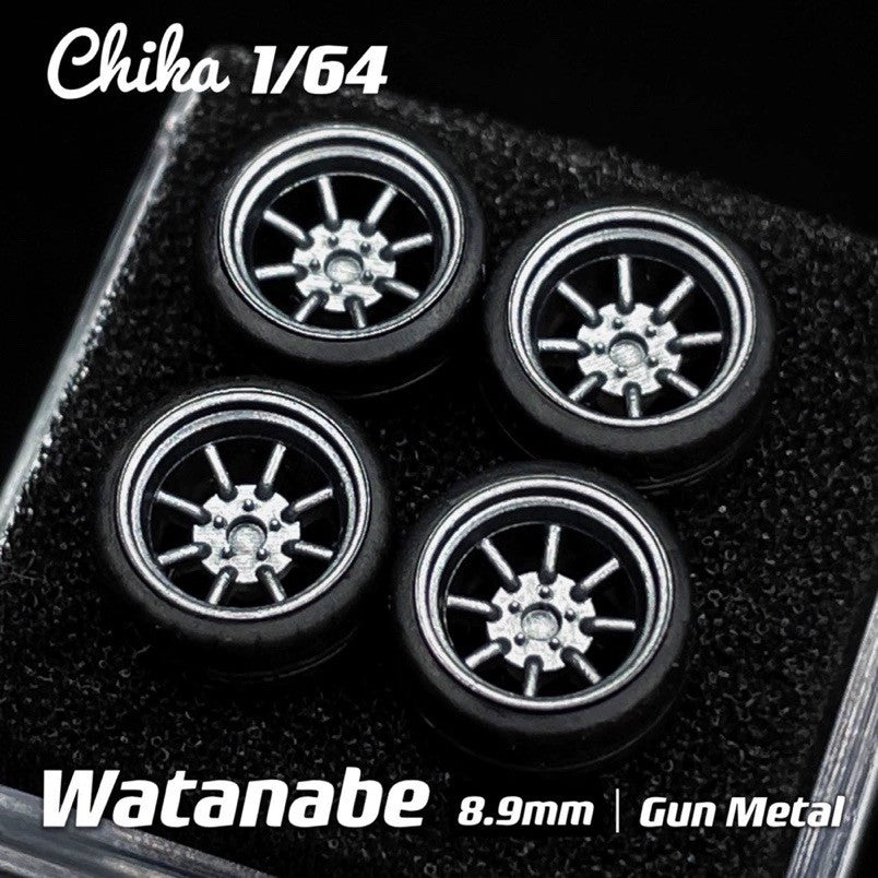 1/64 Chika  Wheels with Rubber Tires Model Car Modified Parts BBS RS  JDM VIP For Hotwheels Tomica MiniGT ?Supplied with axle?