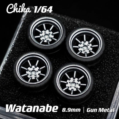 1/64 Chika  Wheels with Rubber Tires Model Car Modified Parts BBS RS  JDM VIP For Hotwheels Tomica MiniGT ?Supplied with axle?