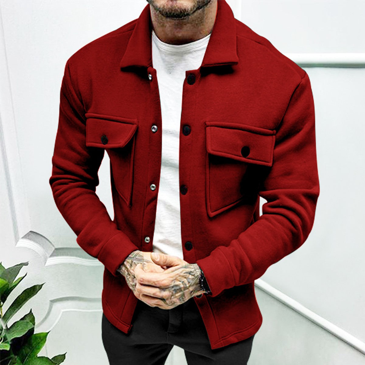 2024 Cross Border Amazon Winter New Men's Fleece Jacket Fashion Casual Jacket