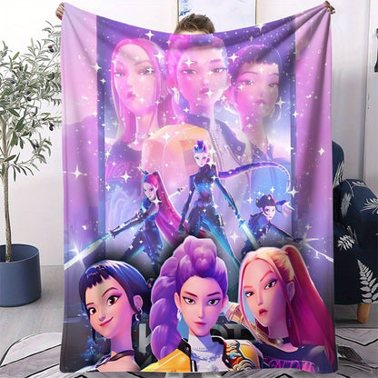 Manta K-Pop Demon Hunter Quente Anime Menina Equipe Manta de Flanela para Sofá Sala de Estar Inverno Quente Presente para Fãs